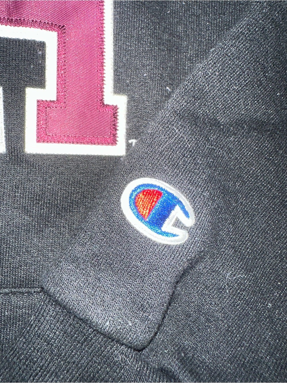 Champion Black Hoodie with Maroon Harvard Logo - Picture 2 of 3